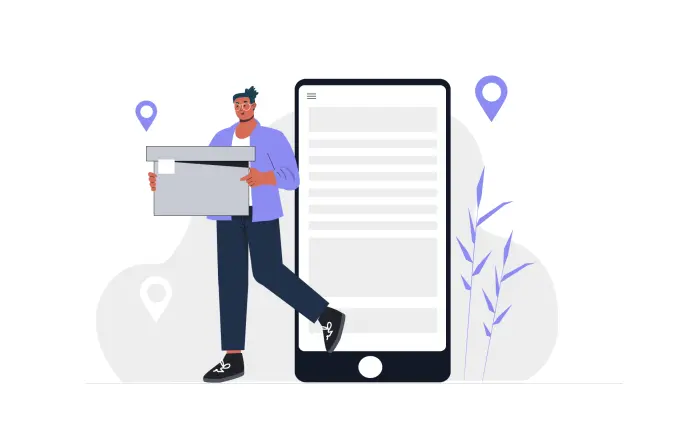 Package Tracking for Home Deliveries at Mobile Flat Vector Illustration